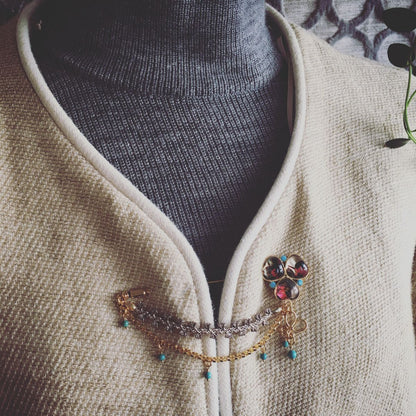 ハットピン 24k 金 リボン 花 ターコイズ マルチカラー TAMARUSAN