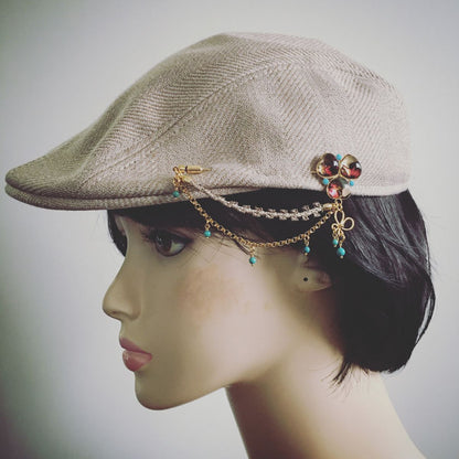 ハットピン 24k 金 リボン 花 ターコイズ マルチカラー TAMARUSAN