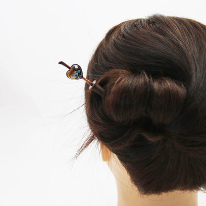 着せ替えかんざし ハート 木製 パンジー TAMARUSAN