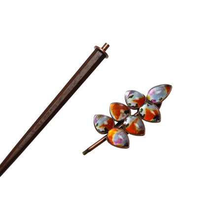 着せ替えかんざし 葉っぱ オレンジ パンジー TAMARUSAN