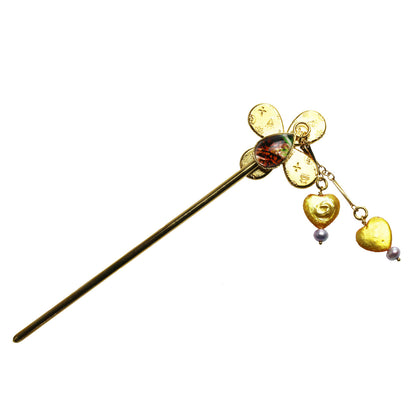 かんざしバレッタ マジェステ フェルト 緑 花 TAMARUSAN