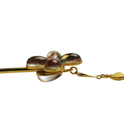 かんざしバレッタ マジェステ フェルト 緑 花 TAMARUSAN