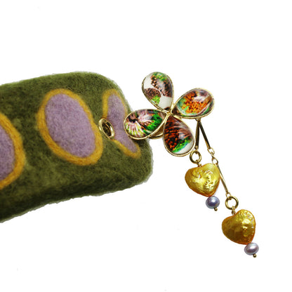 かんざしバレッタ マジェステ フェルト 緑 花 TAMARUSAN