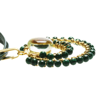 革紐チョーカー ２連 パンジー 緑 マラカイト TAMARUSAN