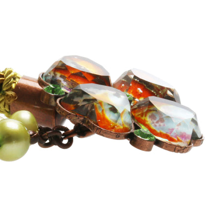 アシンメトリー グリーン ネックレス イタリアンブレード 花 ネックレス