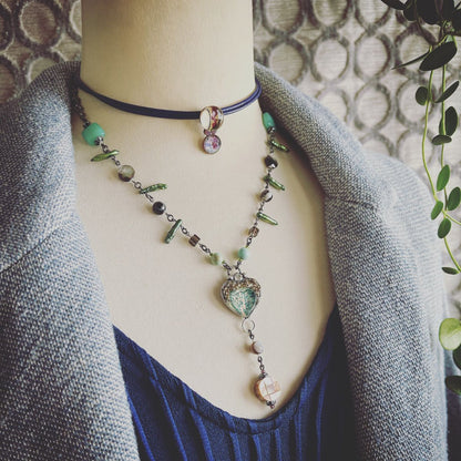 ネックレス 森 緑 ハート TAMARUSAN