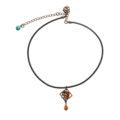 革紐チョーカー パンジー オレンジ カーネリアン TAMARUSAN