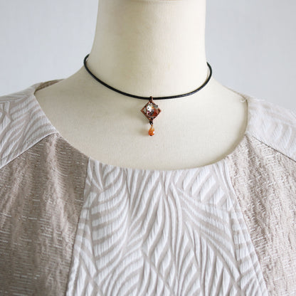 革紐チョーカー パンジー オレンジ カーネリアン TAMARUSAN