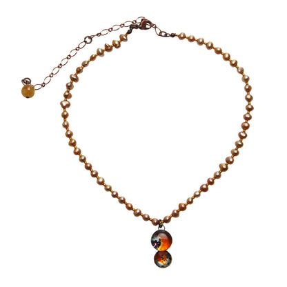 チョーカー 淡水パール パンジー オレンジ TAMARUSAN