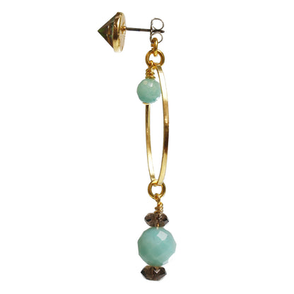 アシンメトリーピアス 水色 アマゾナイト パンジー TAMARUSAN