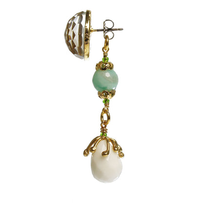 アシンメトリーピアス 水色 アマゾナイト パンジー TAMARUSAN