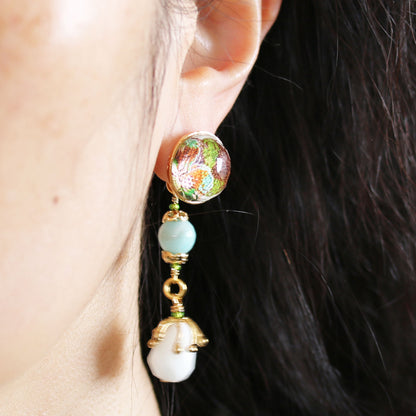 アシンメトリーピアス 水色 アマゾナイト パンジー TAMARUSAN