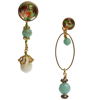 アシンメトリーピアス 水色 アマゾナイト パンジー TAMARUSAN