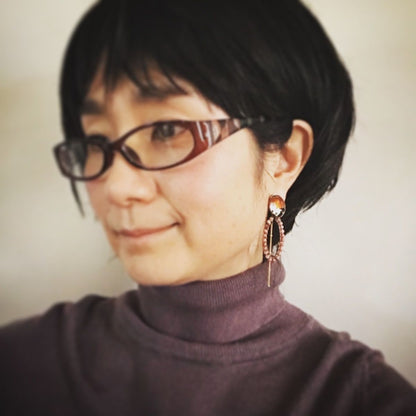 フープピアス オレンジ パンジー ロードナイト キャッチに飾り スタッドピアス