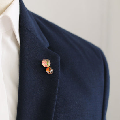 ピンブローチ オレンジ バラ パンジー 花 TAMARUSAN