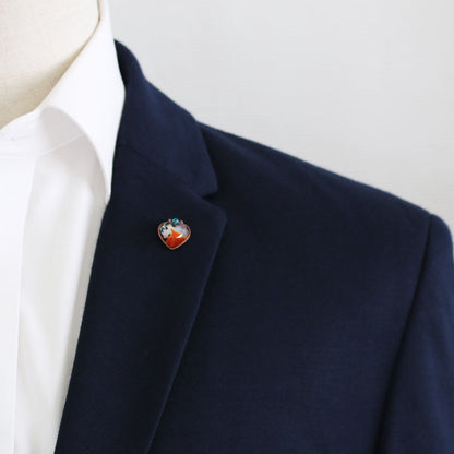 ピンブローチ ハート パンジー オレンジ TAMARUSAN