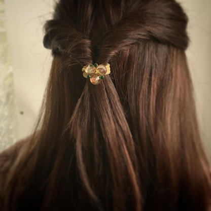 ヘアゴム シンプル パンジー 黄 緑 高級 大人 TAMARUSAN