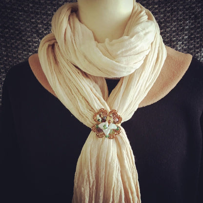 ヘアゴム 花 黄緑 パンジー 淡水パール TAMARUSAN