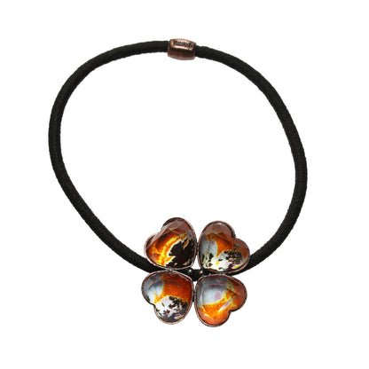 ヘアゴム オレンジ パンジー 四ツ葉 TAMARUSAN