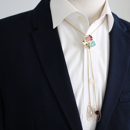 チェーンループタイ 花 ミックスカラー 24k TAMARUSAN