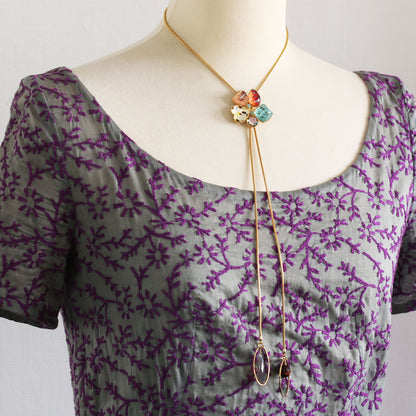 チェーンループタイ 花 ミックスカラー 24k TAMARUSAN