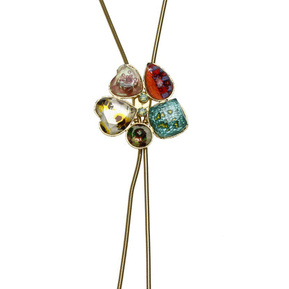 チェーンループタイ 花 ミックスカラー 24k TAMARUSAN