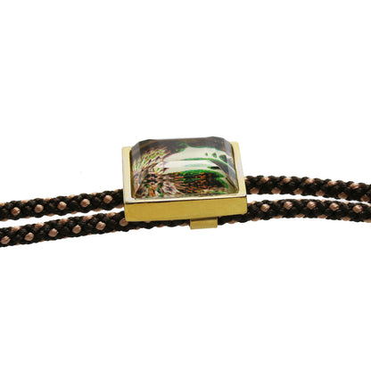 組紐ループタイ 正絹 四角 パンジー ゴールド TAMARUSAN