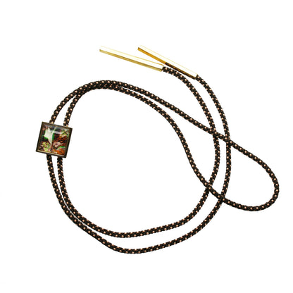 組紐ループタイ 正絹 四角 パンジー ゴールド TAMARUSAN