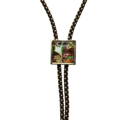 組紐ループタイ 正絹 四角 パンジー ゴールド TAMARUSAN