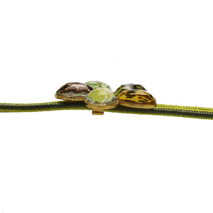 組紐ループタイ 花 黄緑 軽量 正絹 TAMARUSAN