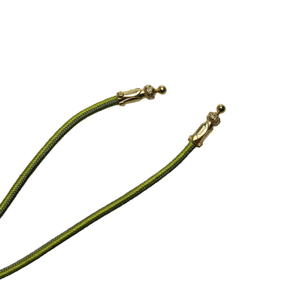 組紐ループタイ 花 黄緑 軽量 正絹 TAMARUSAN