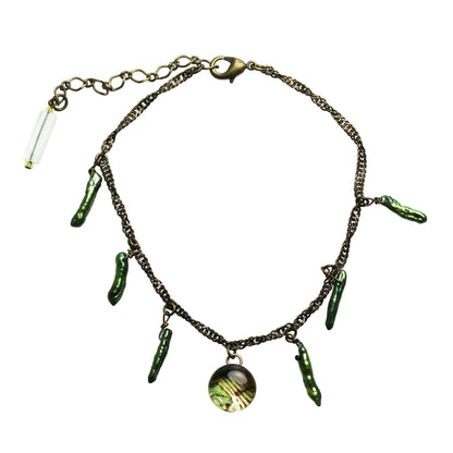 アンクレット 音符 グリーン 淡水パール TAMARUSAN