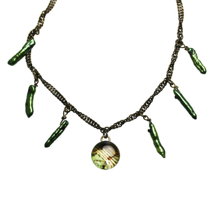 アンクレット 音符 グリーン 淡水パール TAMARUSAN