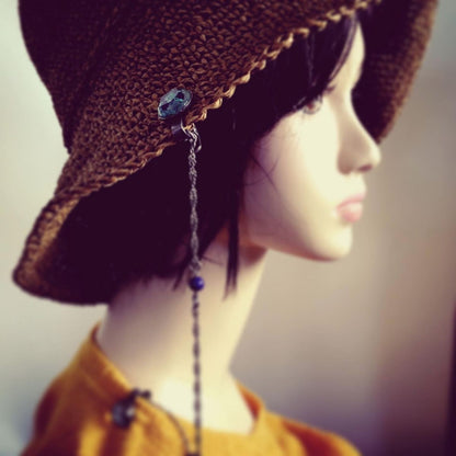 帽子留めクリップ 青 ラピスラズリ 帽子留め