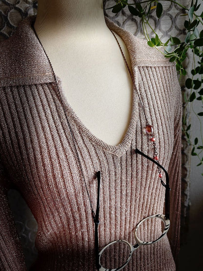 眼鏡チェーン 音符 しずく アシンメトリー ピンク TAMARUSAN