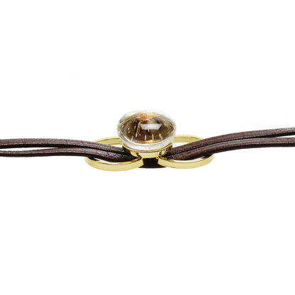 眼鏡ストラップ 革ひも 楽譜 水晶 ゴールド メンズ TAMARUSAN