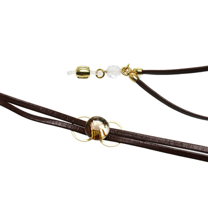 眼鏡ストラップ 革ひも 楽譜 水晶 ゴールド メンズ TAMARUSAN