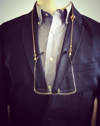 眼鏡チェーン 組紐 イエロー 正絹 ハート 音符 24k TAMARUSAN