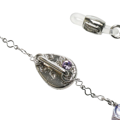 眼鏡チェーン 淡水パール アメジスト 楽譜 リボン TAMARUSAN