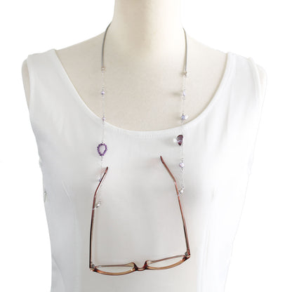 眼鏡チェーン 淡水パール アメジスト 楽譜 リボン TAMARUSAN