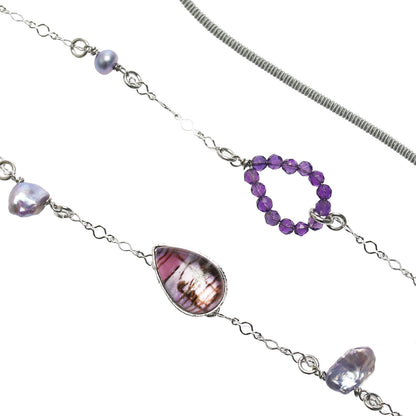 眼鏡チェーン 淡水パール アメジスト 楽譜 リボン TAMARUSAN