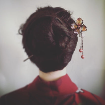 蝶 かんざし 楽譜 ピンク 一本挿し TAMARUSAN