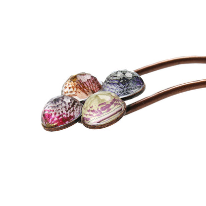 二股かんざし 花 ピンク アンティーク調 TAMARUSAN