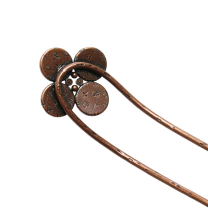 二股かんざし 花 ピンク アンティーク調 TAMARUSAN