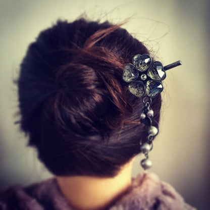 花 かんざし ブルー 音符 一本挿し TAMARUSAN