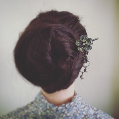 花 かんざし ブルー 音符 一本挿し TAMARUSAN