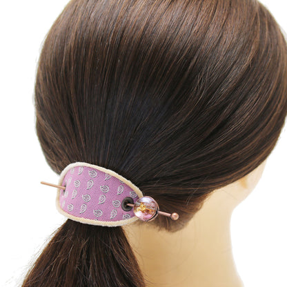 マジェステ かんざしバレッタ シルク ウール 音符 ピンク かんざしバレッタ