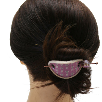 マジェステ かんざしバレッタ シルク ウール 音符 ピンク かんざしバレッタ