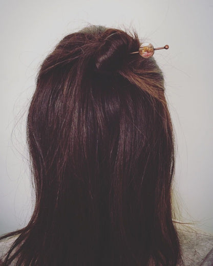 マジェステ かんざしバレッタ シルク ウール 音符 ピンク かんざしバレッタ