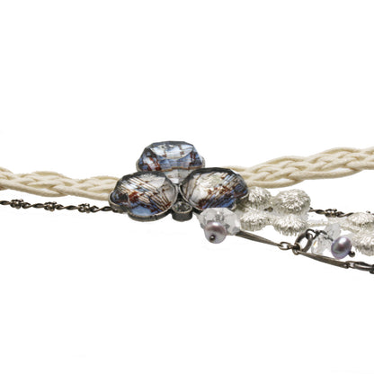 花 リボンチョーカー 音符 水晶 ブルー 白 TAMARUSAN